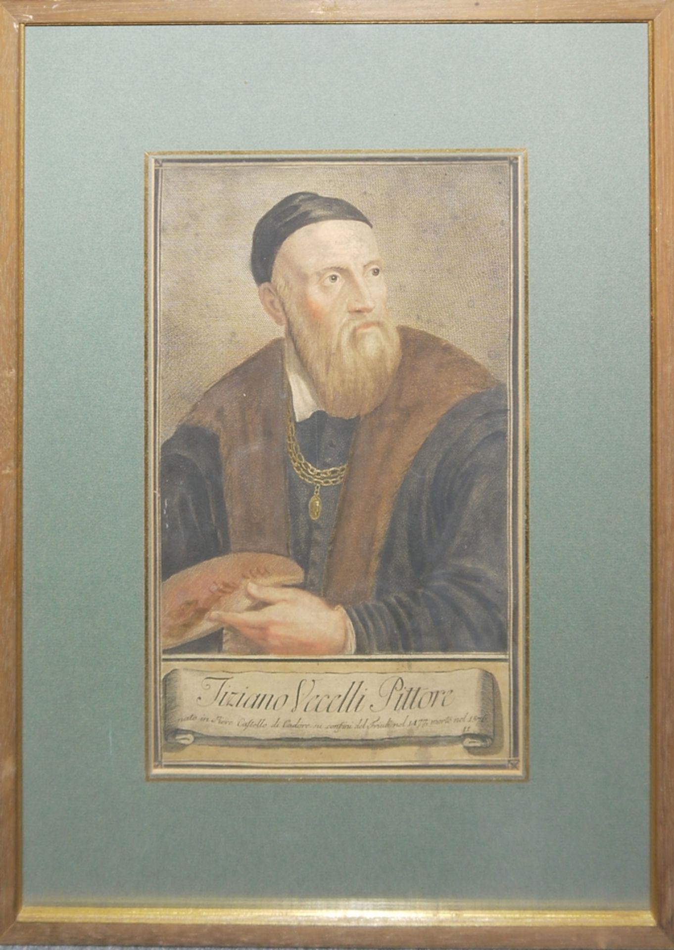 Carlo Lasinio: 4 handkolorierte Schabkunstblätter mit berühmten Malern: Tizian, Raffael,  Lucas Cra - Bild 3 aus 4