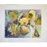 Willy Ulfig, Sommerblumen, großes signiertes Aquarell von 1973