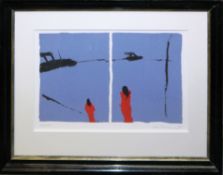 Karl Bohrmann, Rote Figur doppelt, sign. Farblithographie, gerahmt