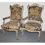 Paar Sessel mit Tapisserie-Bezügen, Periode Louis XV, Frankreich um 1750