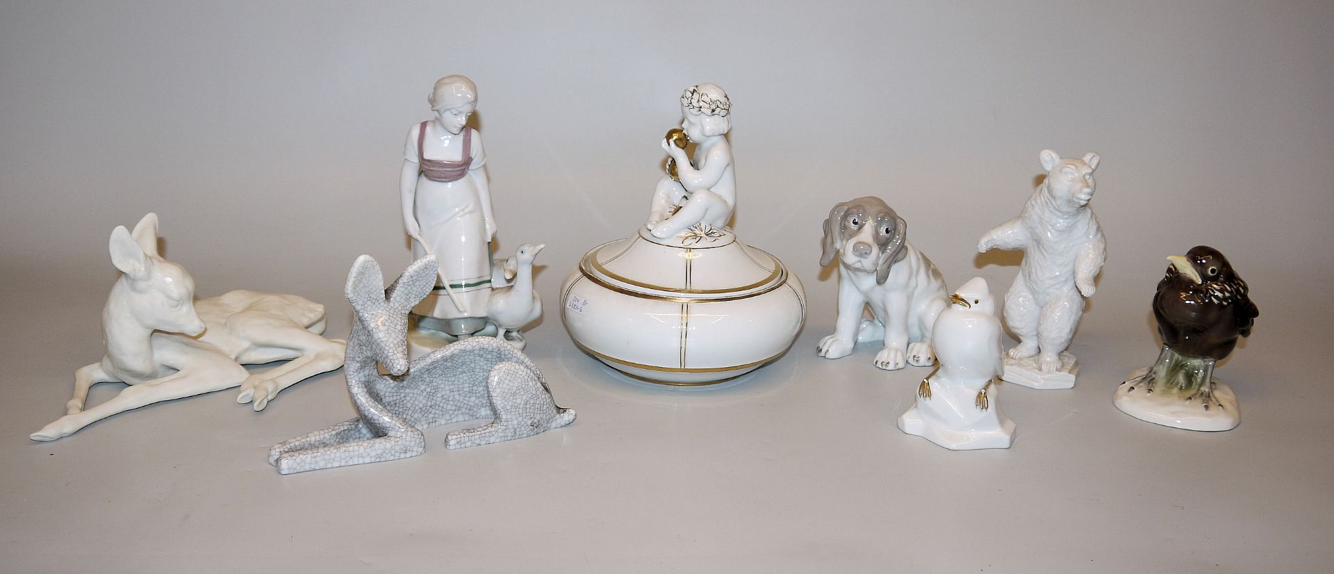 7 Porzellanplastiken Rosenthal, Hutschenreuther, Heubach, Schierholz, Metzler & Ortloff ab 1900 und