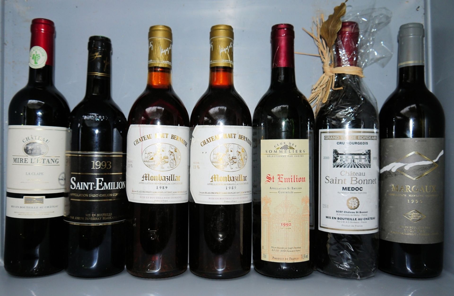 7 Flaschen französischer Rot- und Roséwein, Bordeaux u.a. 1989-2014