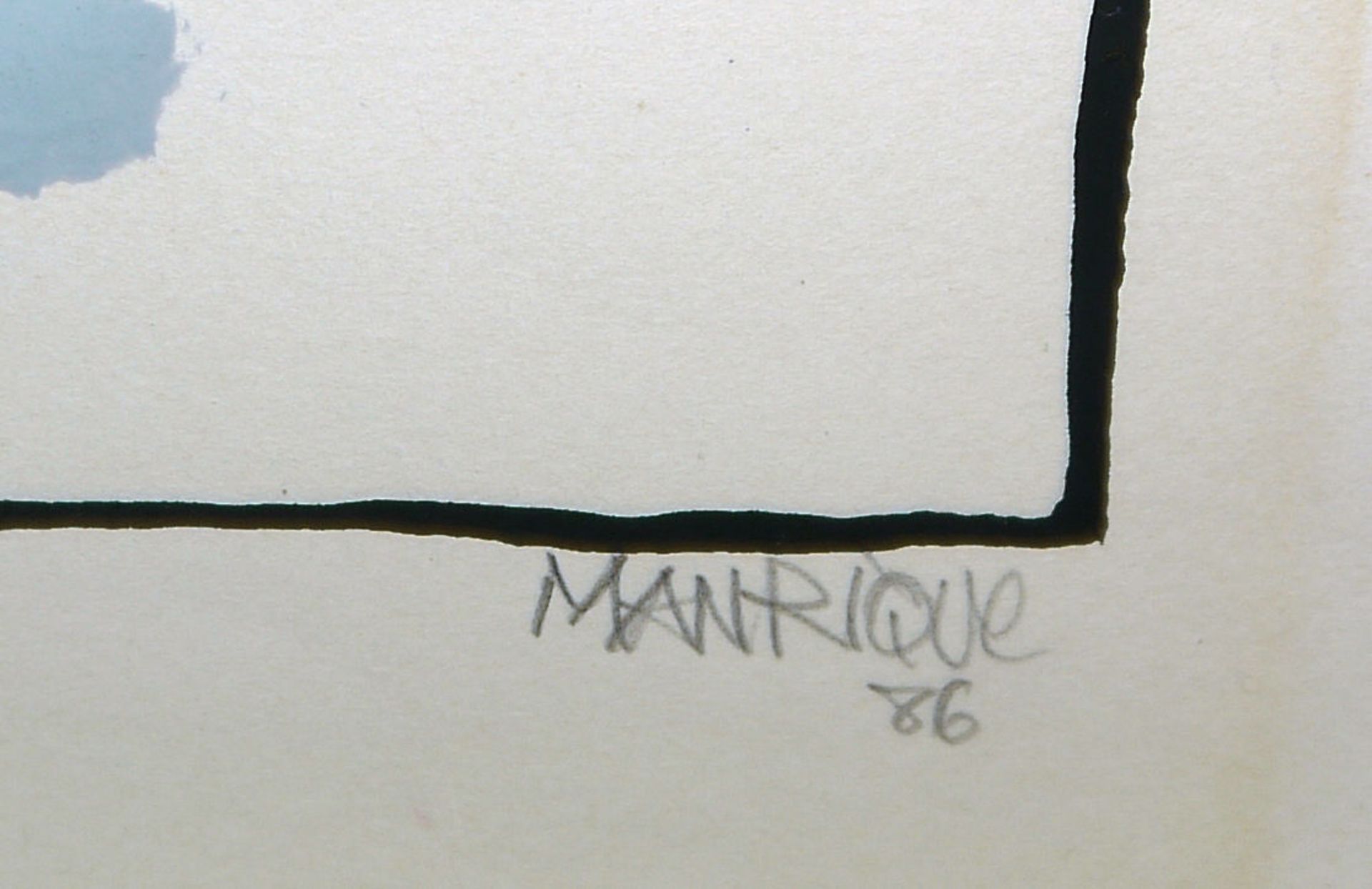 César Manrique, Abstrakte Komposition, signierte Mischtechnik von 1986, galeriegerahmt - Bild 2 aus 2