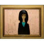 Jef Wauters, "Demoiselle fond rose", Ölgemälde, gerahmt