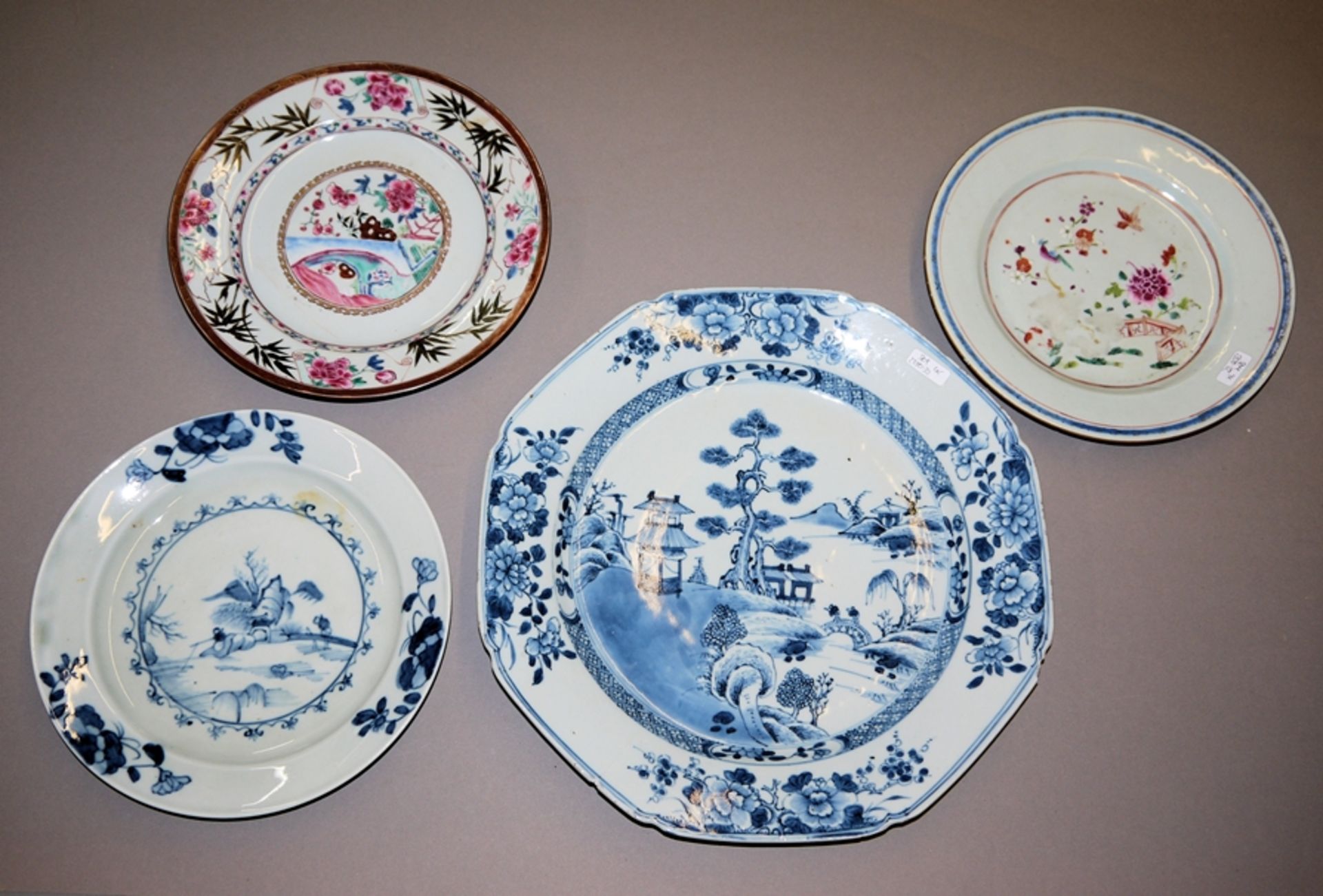 Vier Export-Teller der Qing-Zeit, China 18. & 19. Jh.