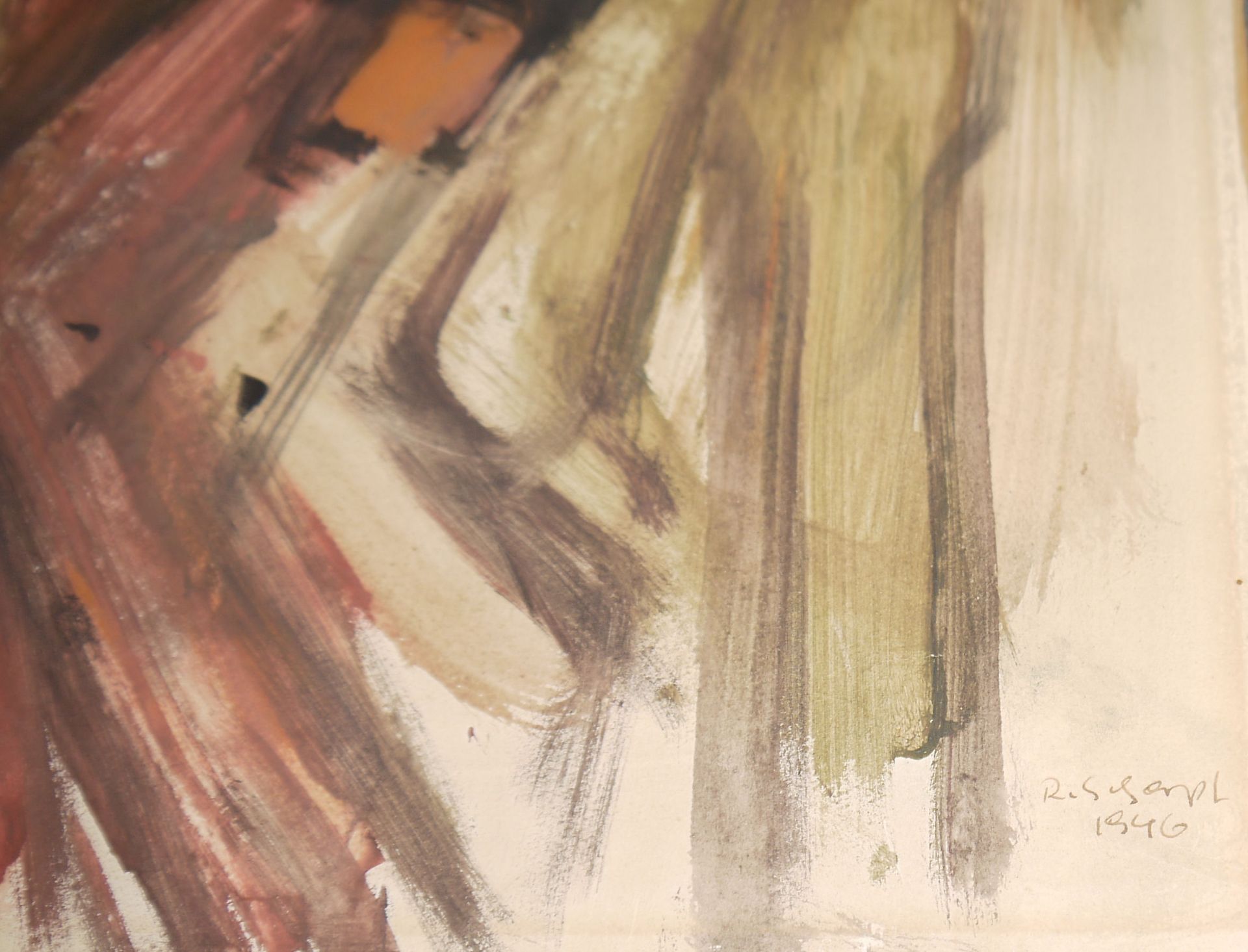 Rudolf Scharpf, Kriegsgefangene & Brustporträt einer trauernden Frau, zwei seltene Mischtechniken d - Bild 2 aus 3