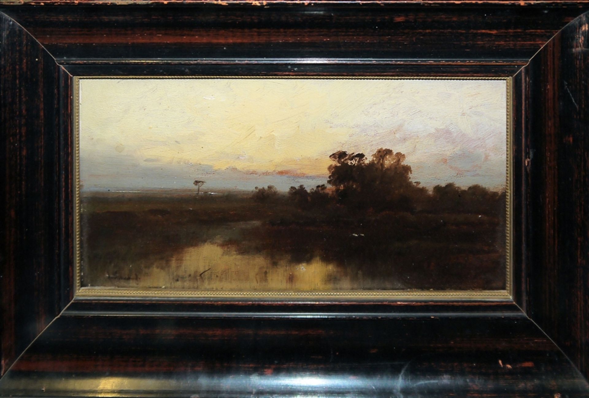 Andreas von Herrenburg, Flusslandschaft nach Sonnenuntergang, Ölgemälde, gerahmt - Bild 2 aus 4