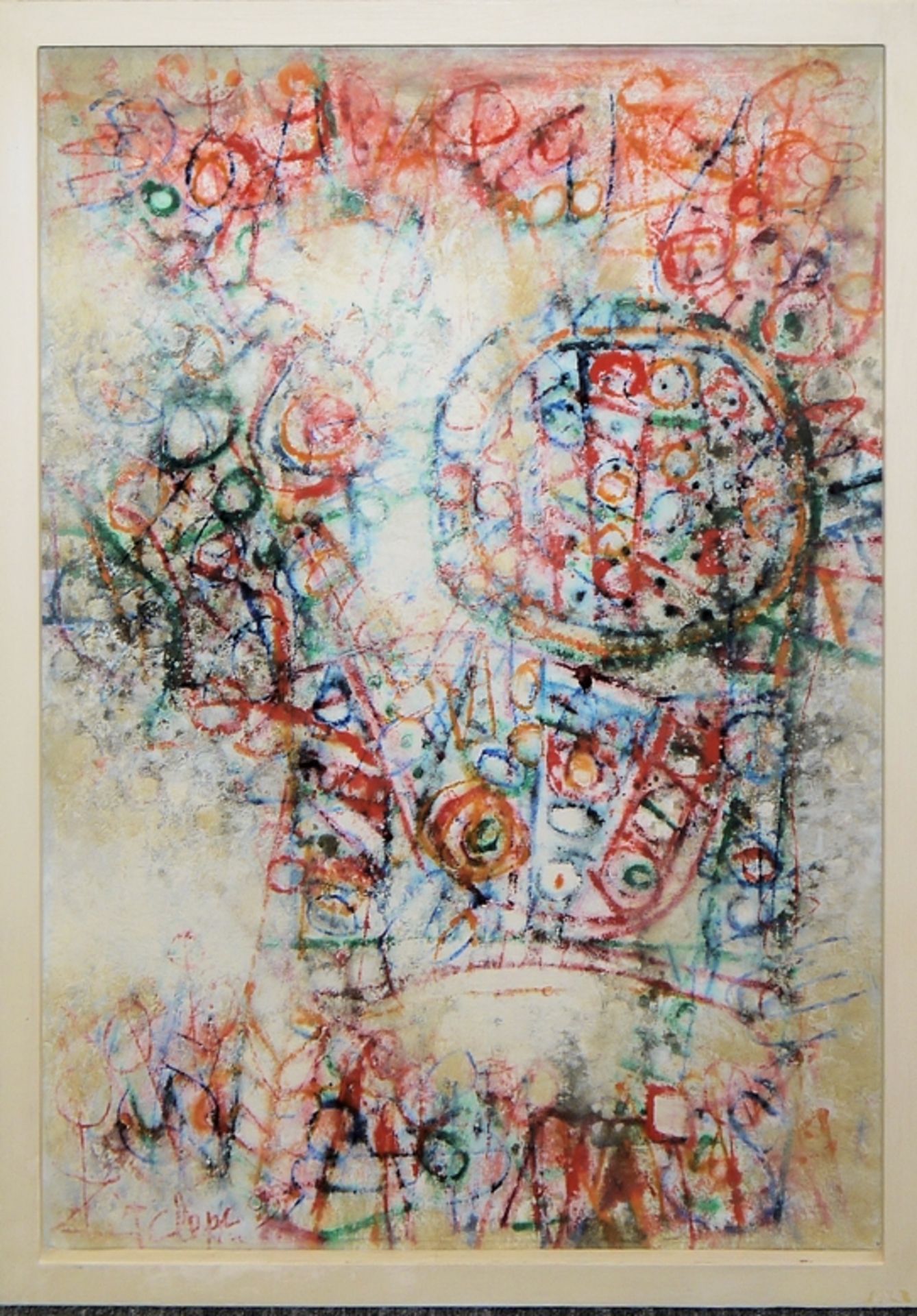 Pierre Clerc, Abstrakte Komposition, Mischtechnik von 1965, mit Katalog