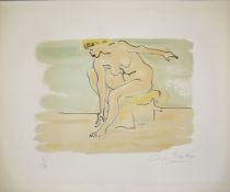 Arno Breker, Weiblicher Akt, signierte Farblithographie