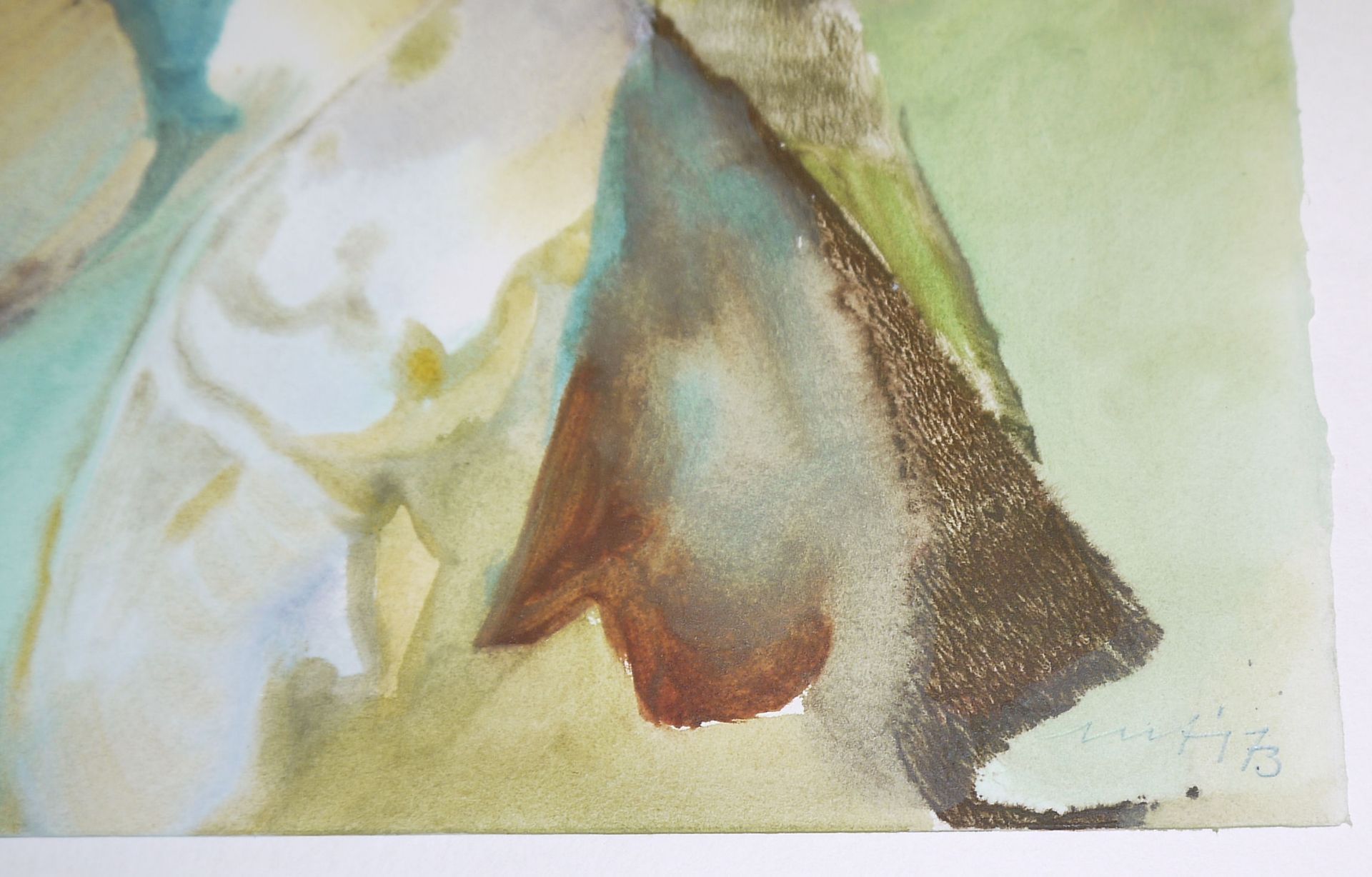 Willy Ulfig, Sommerblumen, großes signiertes Aquarell von 1973 - Bild 2 aus 2