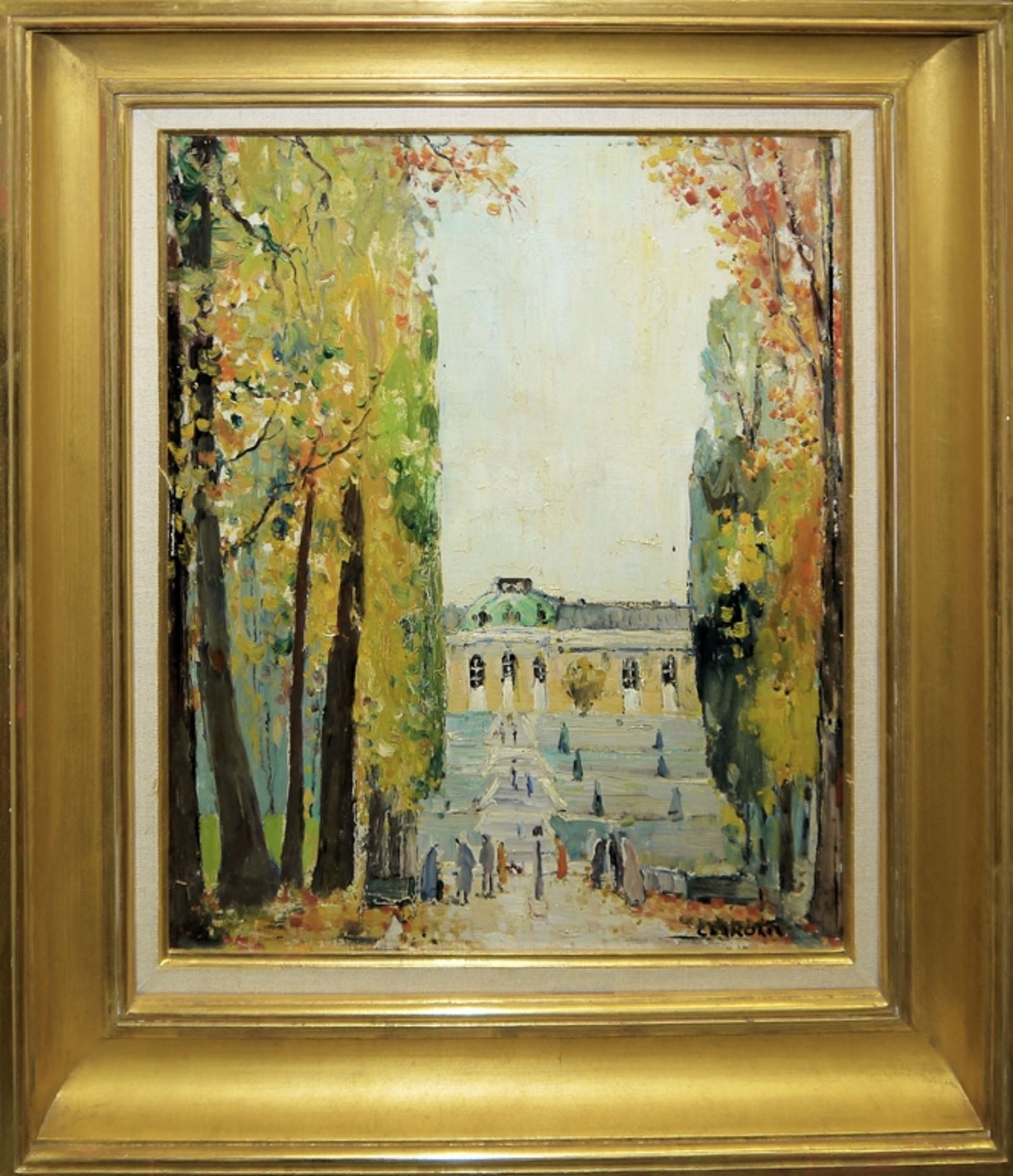 René Clarot, Schloss Sans Soucis, Ölgemälde, gerahmt - Bild 2 aus 4