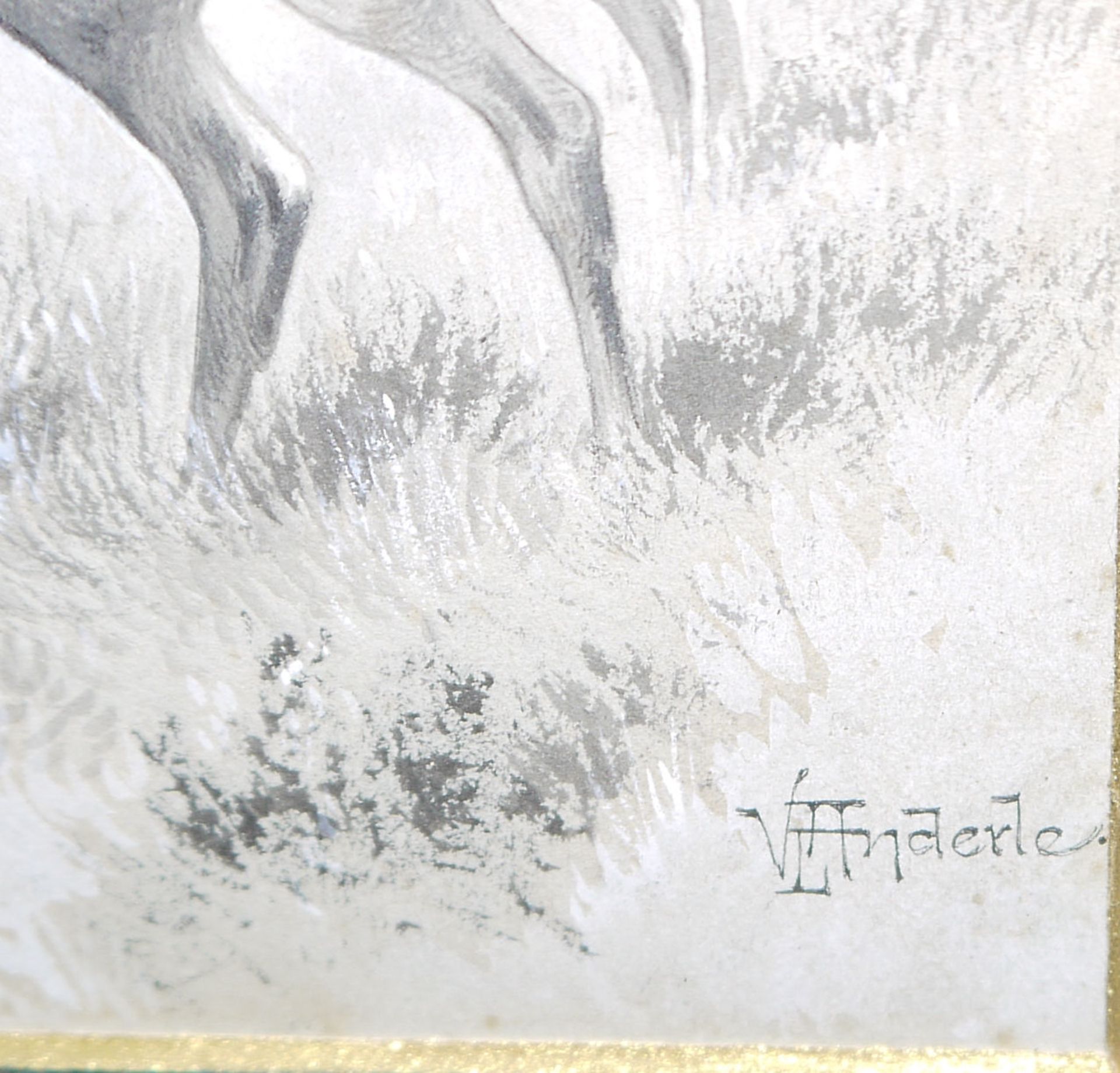 Václav Anderle, Wildscheine & Rotwild, zwei lavierte Tuschezeichnungen, alt gerahmt & Wildschwein- - Bild 7 aus 7