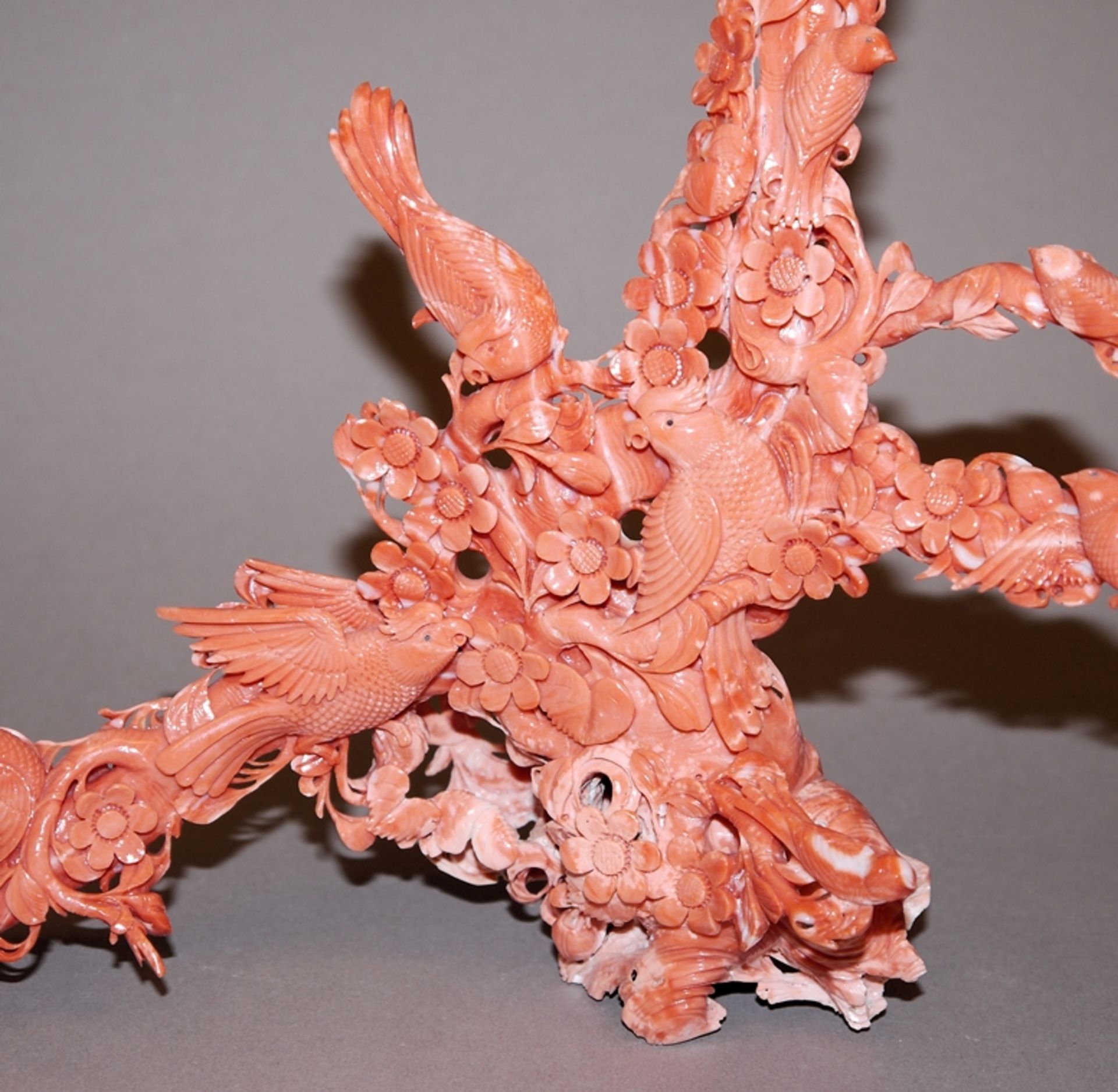 Chinesischer Korallenbaum mit Vögeln in blühenden Zweigen - Bild 2 aus 3