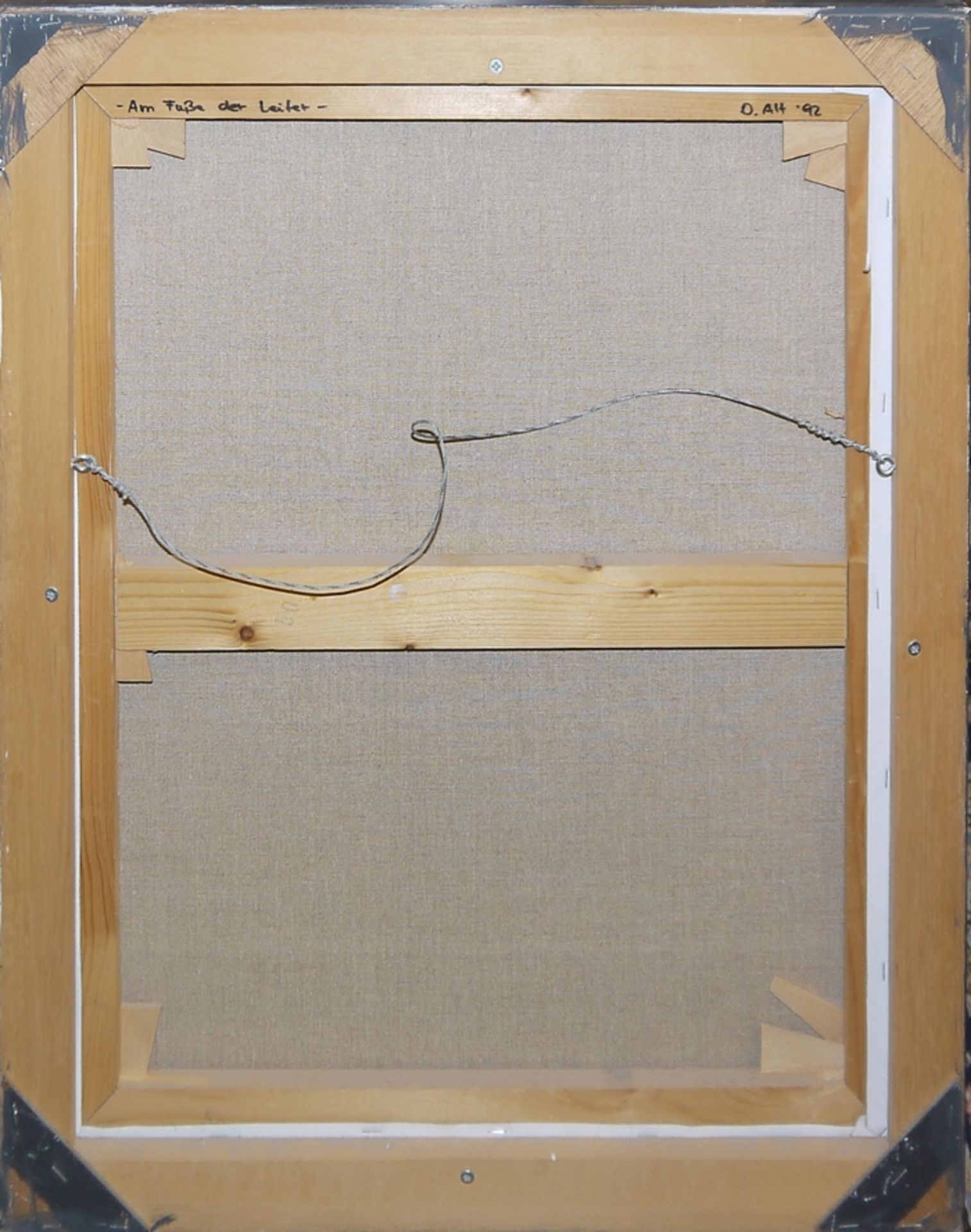 Otmar Alt, "Am Fuße der Leiter", Ölgemälde von 1992, im Galerierahmen - Bild 3 aus 3