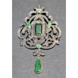 Prächtiger Anhänger mit Smaragden und Diamantrosen, Gold, Russland, um 1880/1900