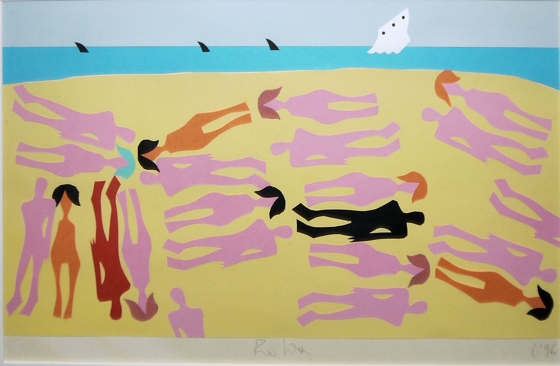 Ana Kolega, 3 Ölgemälde mit farbenfrohen Motiven & eine Collage, gerahmt - Bild 2 aus 3