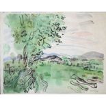 Raoul Dufy, "Saint Paul de Vence", Farbsiebdruck von 1945