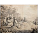 Hoogkamer von 1710 / 1718, Jesus im Disput mit den Pharisäern, sign. u. dat. Aquarell