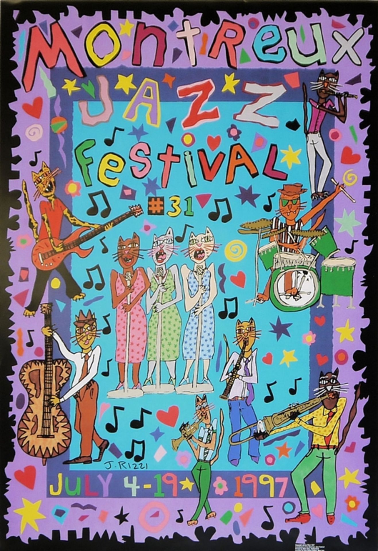 James Rizzi, "31. Montreux Jazz Festival, 1997", sign. 3-D Farbserigraphie, in bester Erhaltung & " - Bild 3 aus 3