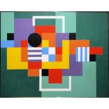 Francis Sisley, "Playing field", großes konkret-geometrisches Ölgemälde von 1976, gerahmt