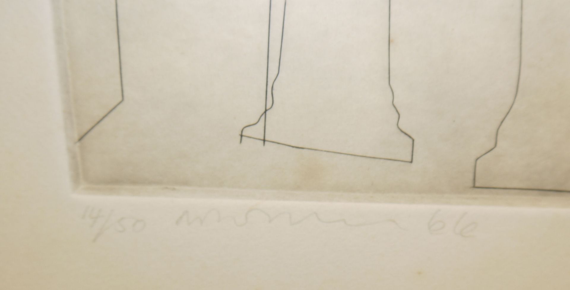 Ben Nicholson, "Tuscan Pillars", signierte Radierung von 1966, gerahmt  - Bild 2 aus 2