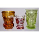 Drei Gläser des Biedermeier, dabei 2 Andenkengläser, Böhmen