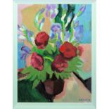 Heinz Friedrich, Expressive Blumen, Ölgemälde, gerahmt