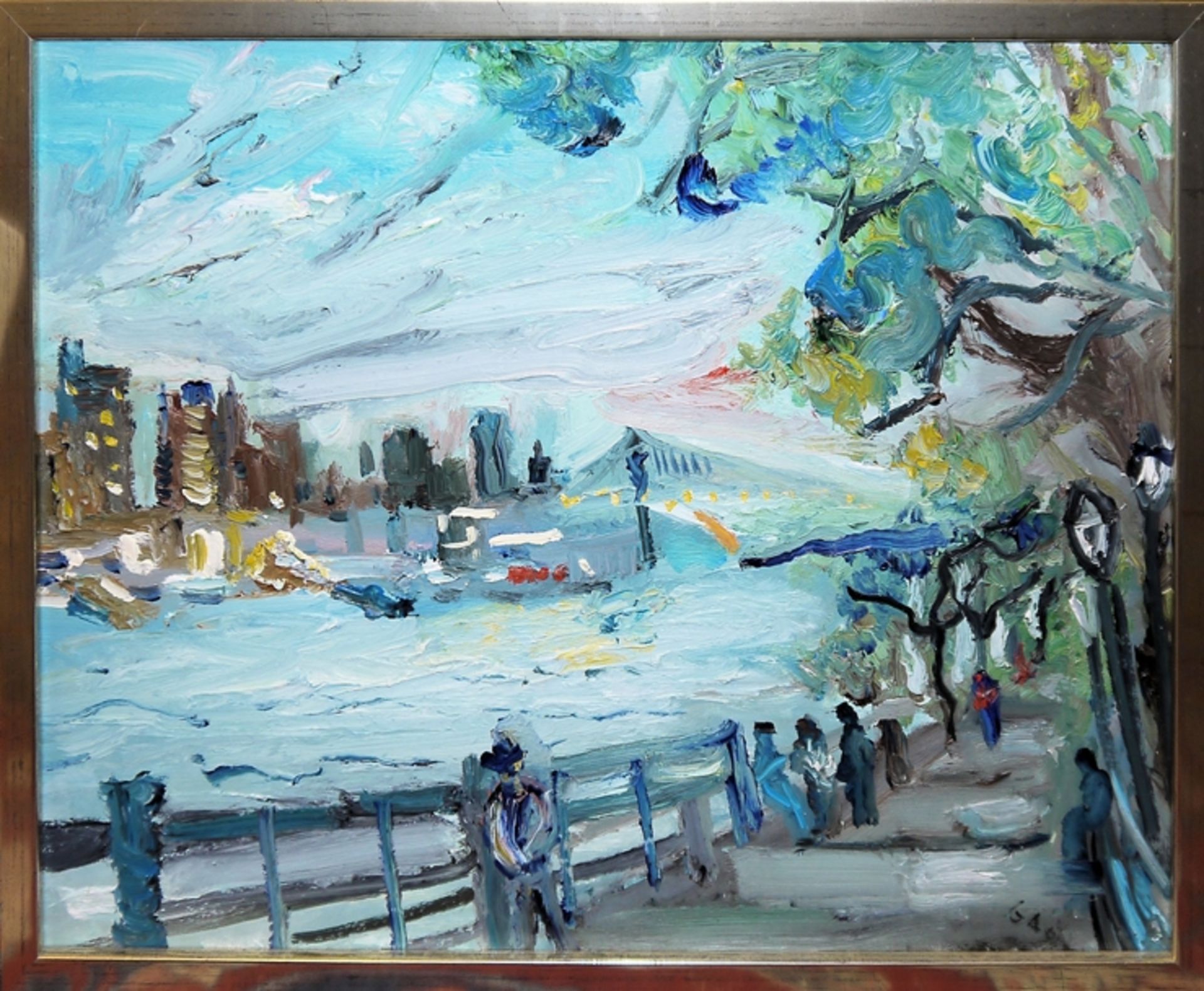 Simon Gaon, "Riverside Drive" von 1999, Ölgemälde, gerahmt - Bild 2 aus 4