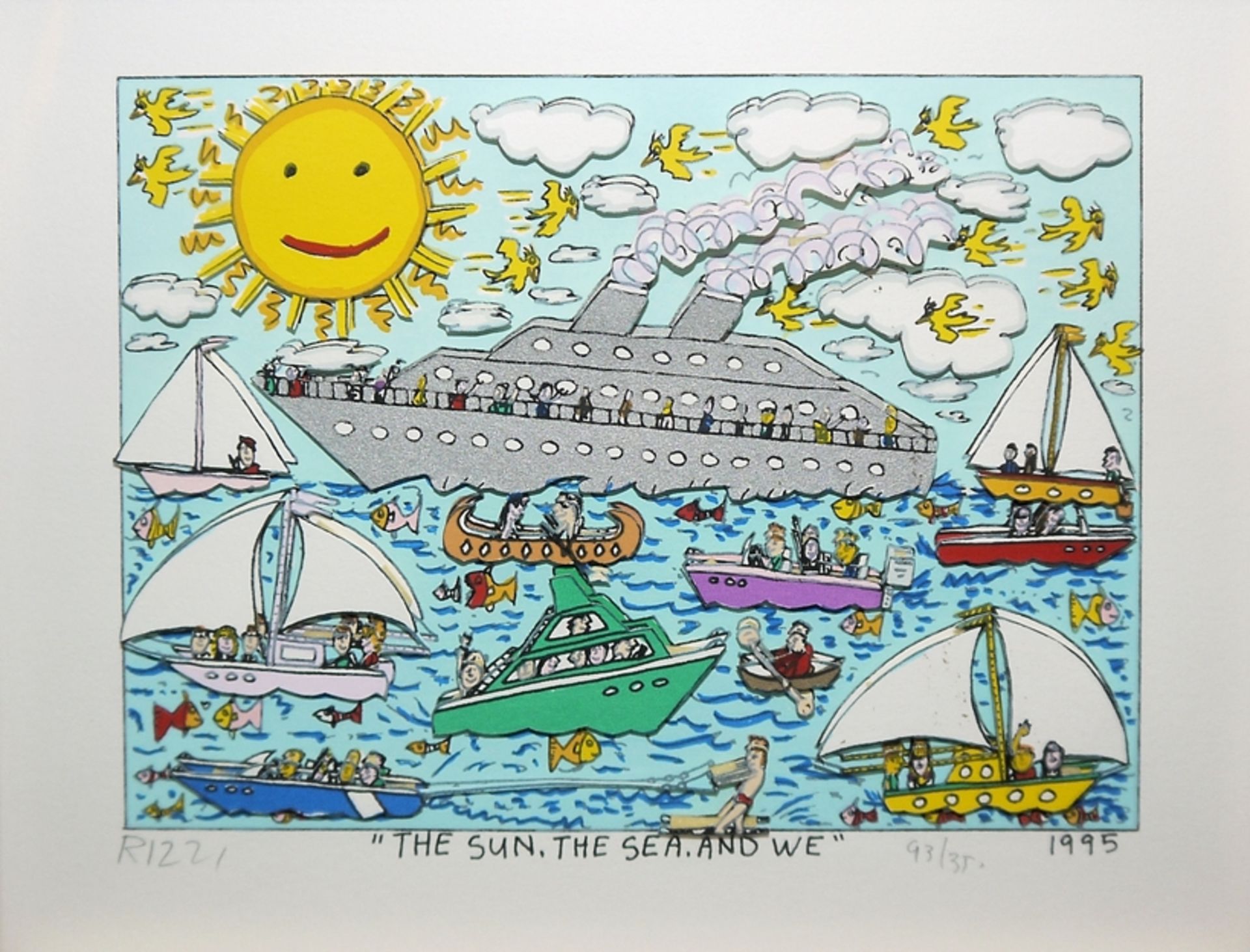 James Rizzi, "The sun. the sea. and we", sign. 3-D Farblithographie, gerahmt - Bild 2 aus 3
