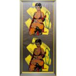 Allen Jones, Kneeling Woman (Right Hand Lady), Farbdruck auf silberner Metallic-Tapete, 1972, Xartw