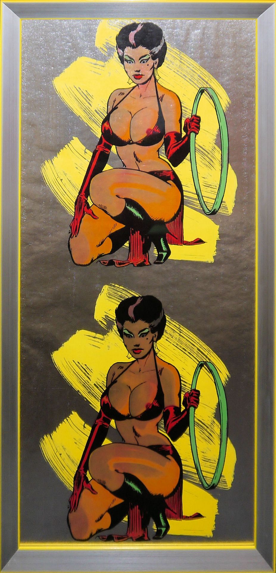 Allen Jones, Kneeling Woman (Right Hand Lady), Farbdruck auf silberner Metallic-Tapete, 1972, Xartw