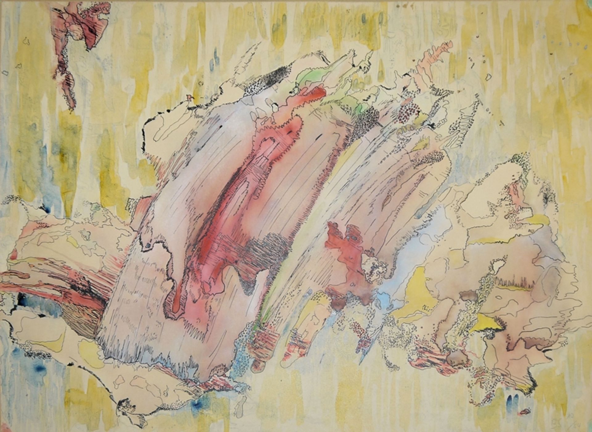 Bernard Schultze, Informelle Komposition, Aquarell/Tusche von 1954