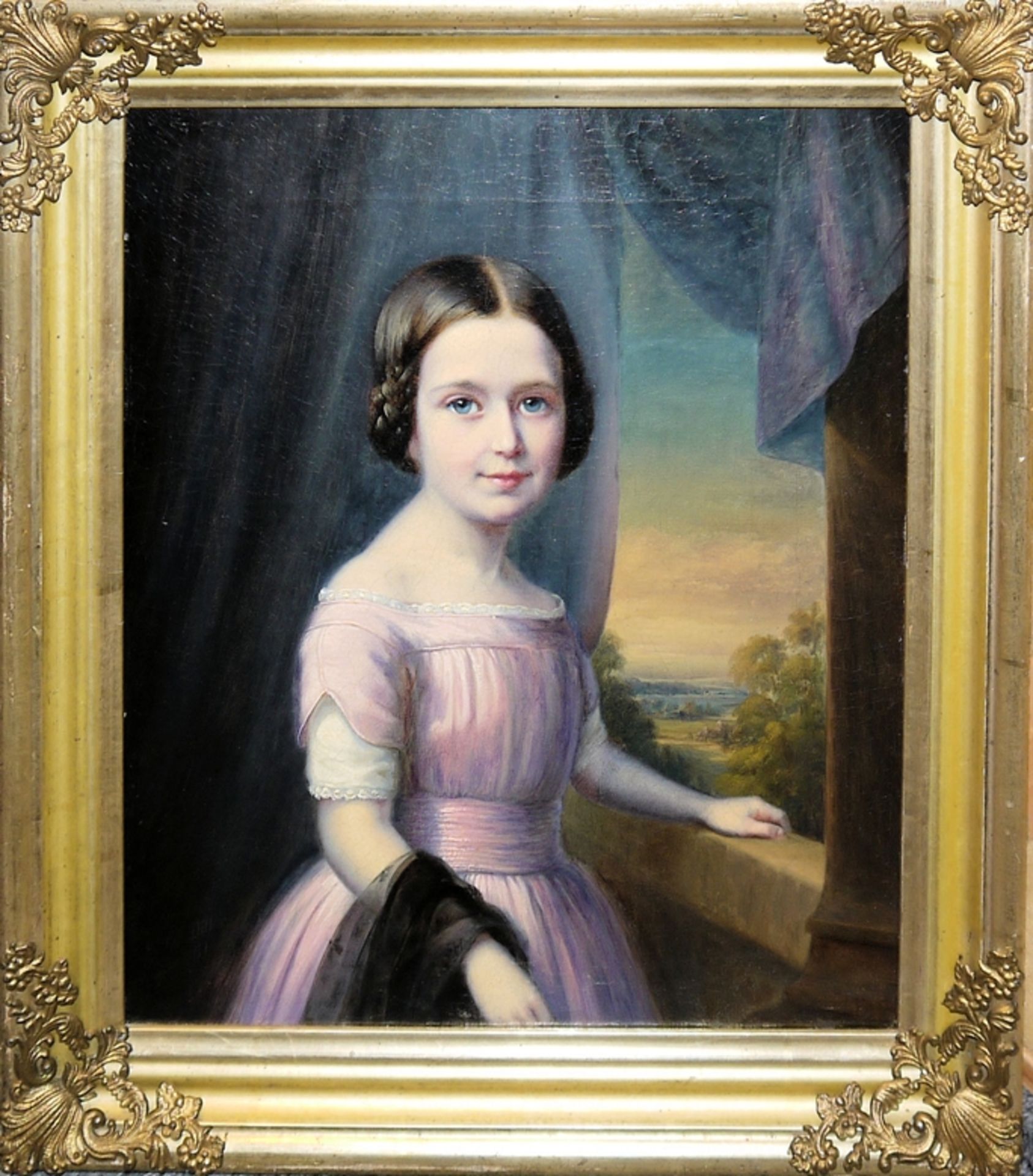 Otto Diller, Mädchenporträt, Ölgemälde von 1851