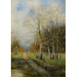 Hildegard Lehnert, Der Wilderer, großes Ölgemälde um 1900 im originalen Goldstuckrahmen