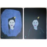 Paul Wunderlich, Frauenporträt in zwei Varianten, 2 signierte Farblithographien aus einer kleinen A