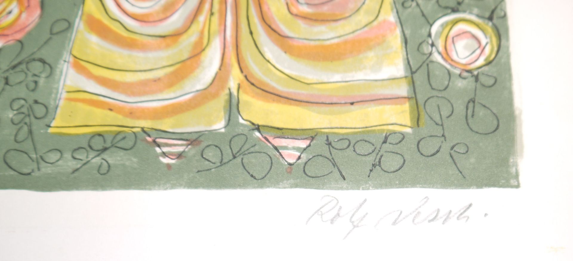 Rolf Nesch, Er und Sie, signierter Metalldruck mit Farblithographie von 1960 - Bild 2 aus 2