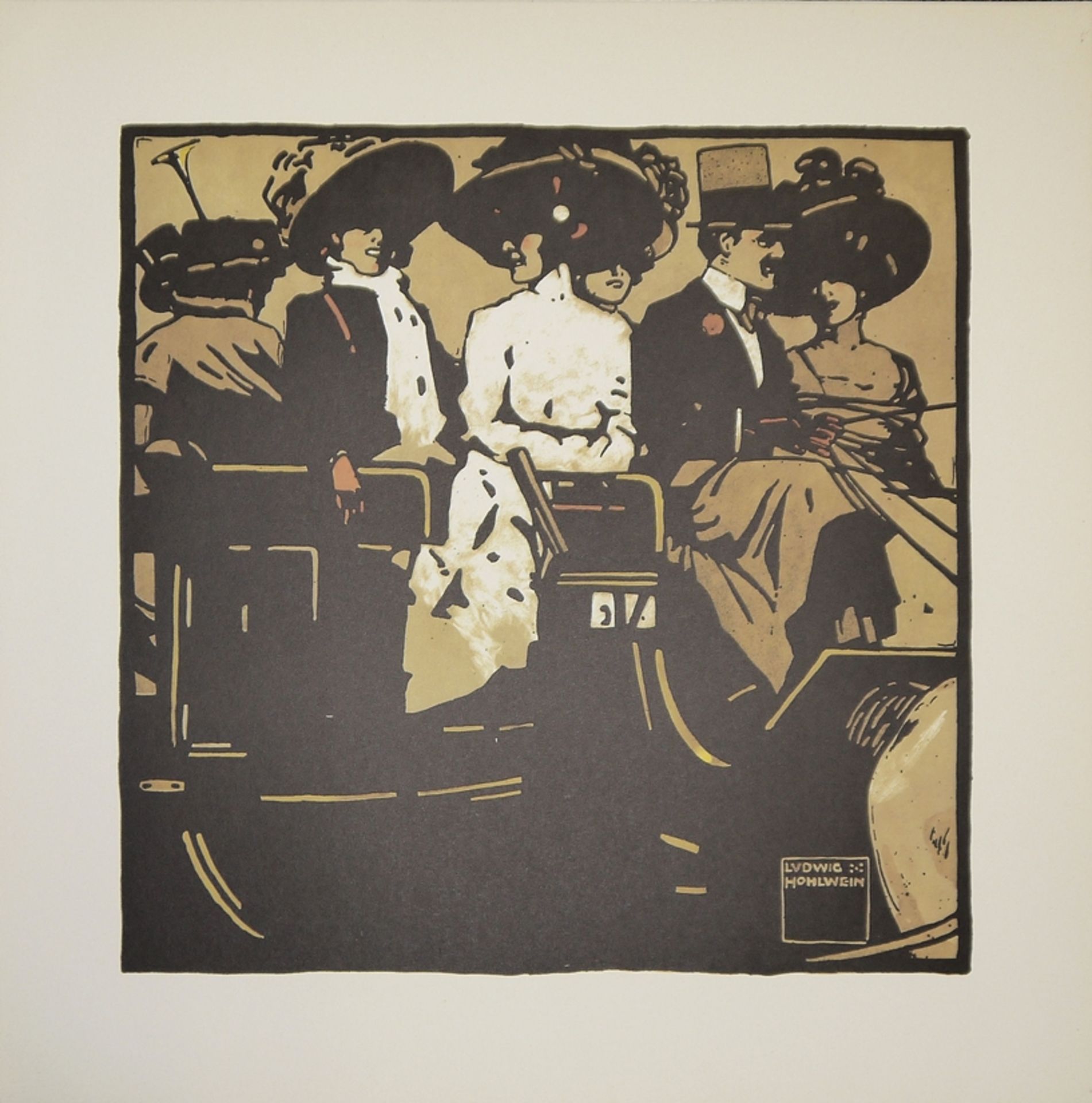 Ludwig Hohlwein, "Rennsportbilder", 4 große Farblithographien von 1909 - Bild 2 aus 4