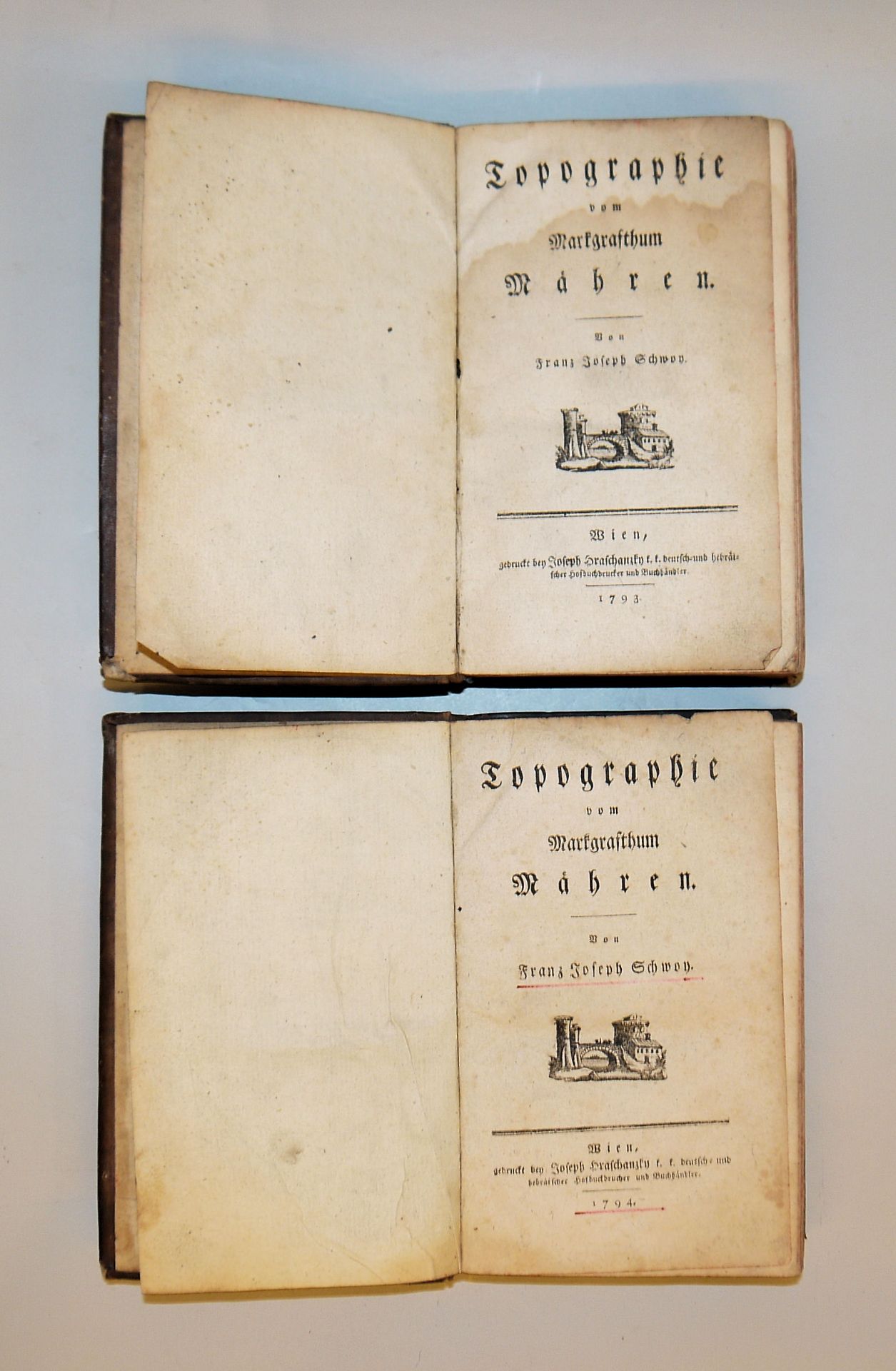 Franz Joseph Schwoy, Topographie vom Markgrafthum Mähren, 2. und 3. Band, Wien 1793 und 1794
