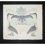 5 x Inuit Kunst: Kenojuak Ashevak, Solomon Karpik, 3 x Ashona Pitseolak, in schöner Sammelmappe