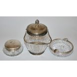 Keksdose, Dose und Aschenbecher mit Silbermontur, 1900-1960, Frankreich/Deutschland