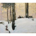 Wilhelm Nagel, Winterlandschaft mit Gespann, Ölgemälde von 1903, gerahmt
