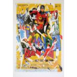 Mimmo Rotella, Batman, großer signierter Farbserigraphie und Décollage