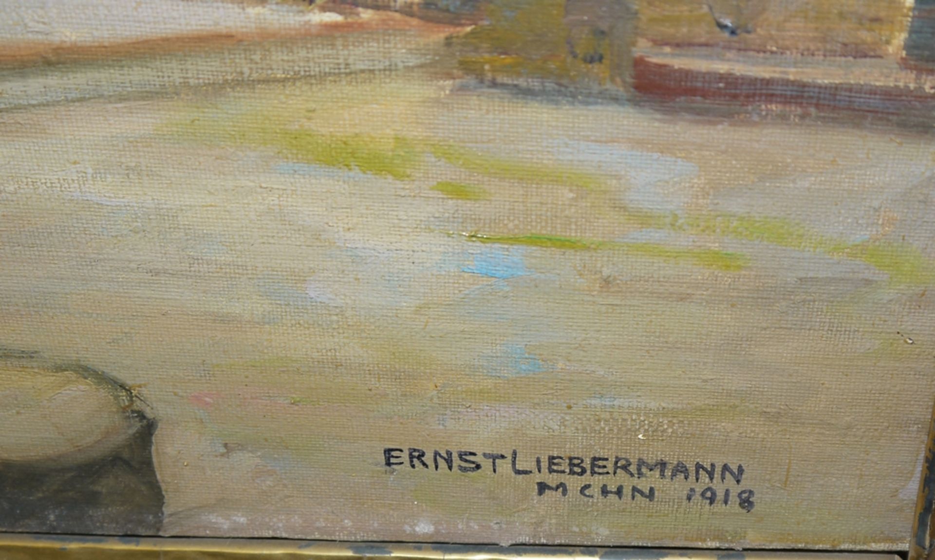 Ernst Liebermann, "In der St. Lorenzkirche in Kempten", Ölgemälde, München 1918, gerahmt  - Bild 2 aus 4