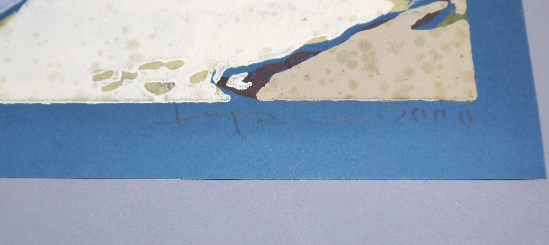 Klaus Fußmann, Landschaft mit roten Dächern, signierter Farblinolschnitt von 2000 - Bild 2 aus 2