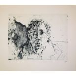 Horst Janssen, Melis Melis, signierte Radierung von 1974