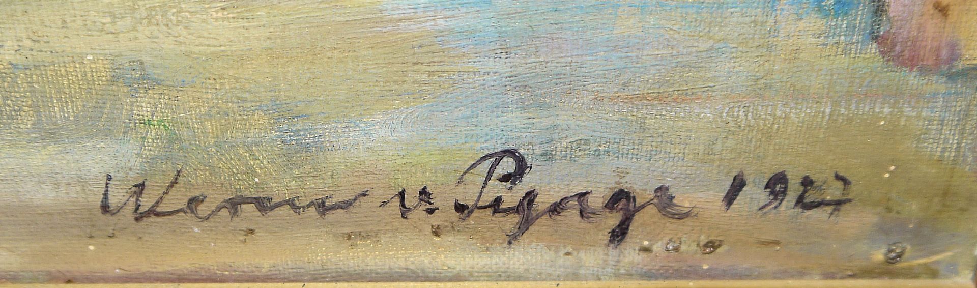 Werner von Pigage, Schwetzinger Schloss, Ölgemälde von 1927, gerahmt - Bild 2 aus 3