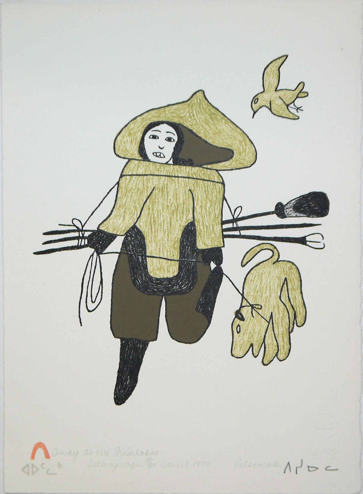 5 x Inuit Kunst: Kenojuak Ashevak, Solomon Karpik, 3 x Ashona Pitseolak, in schöner Sammelmappe - Bild 4 aus 5