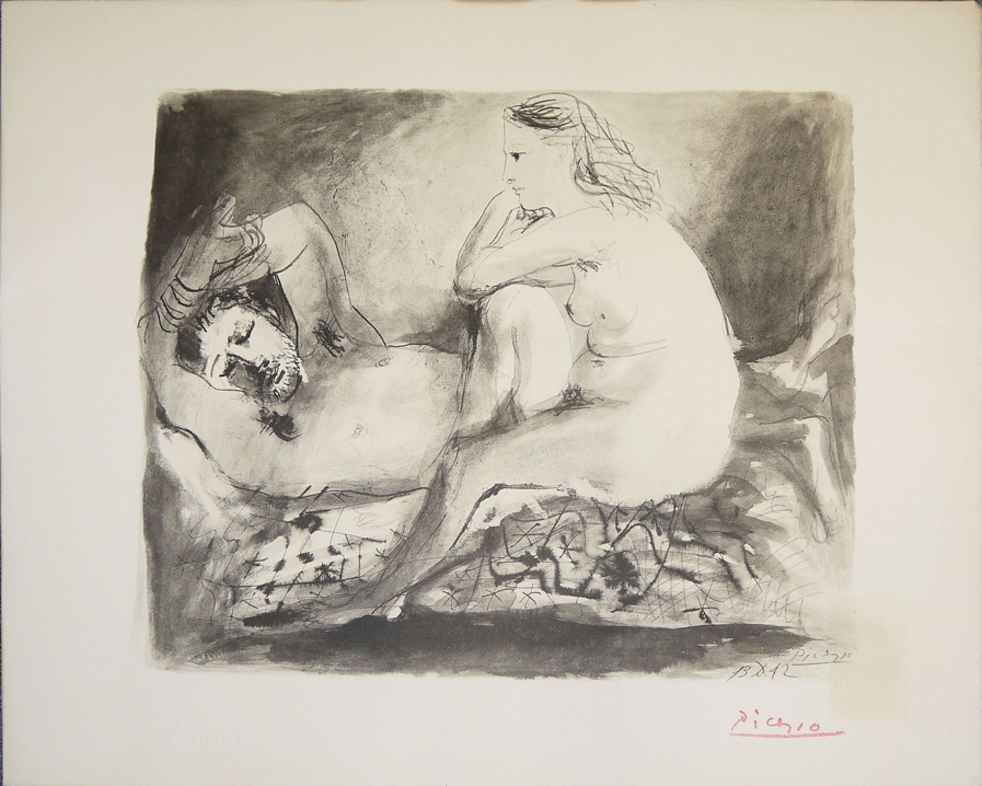 Pablo Picasso, nach, "Le dormeur" & "Minotaure et femme nue", zwei Pochoir-Lithographien, SPADEM 19