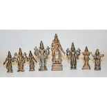 Acht Kleinbronzen aus Hausaltären Süd-Indiens, 18. Jh.