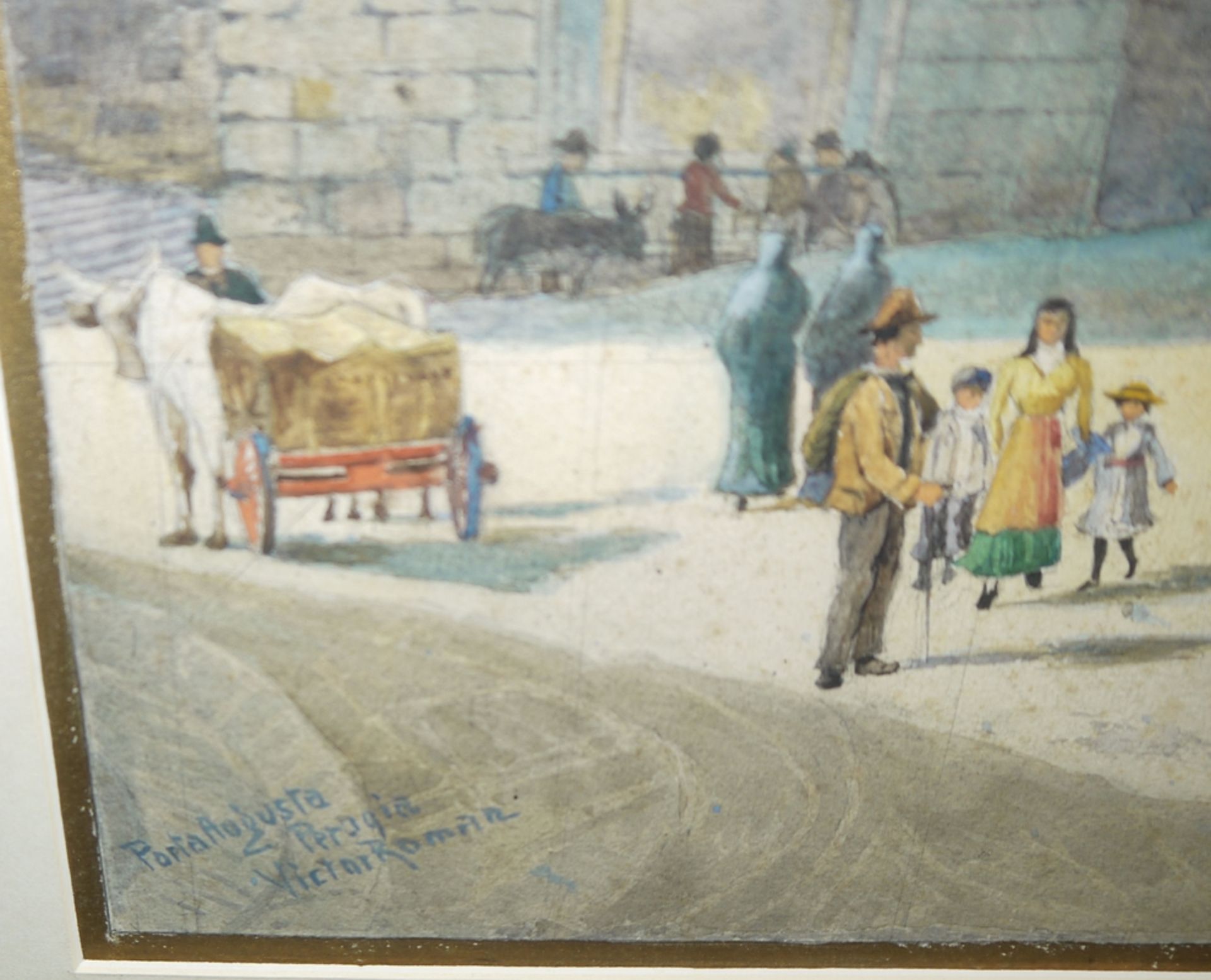 Viktor Roman, "Porta Augusta Perugia", signiertes Aquarell, gerahmt - Bild 2 aus 2
